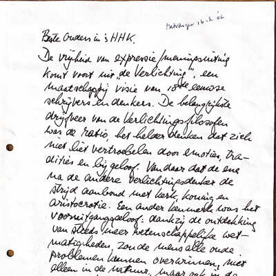 2006-02-16 Brief aan ouders in sHHK.