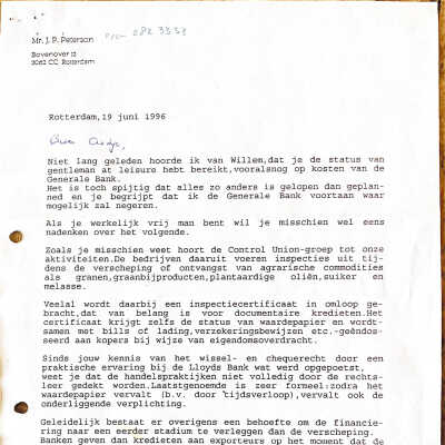 1996-06-19 Brief Jan Peter Peterson over zekerheid van agri-producten.