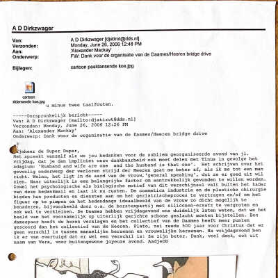 2006-06-26 Bedankmail aan Alexander Mackay voor de Daames-Heeren bridge drive.