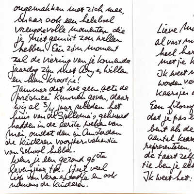 2012-05-09 Verjaardagsskaart aan moeder voor het bereiken van haar 95ste jaar..