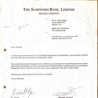 1993-10-06 Brief van The Sumitomo Bank