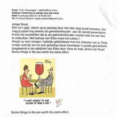 2023-01-09 verjaardagsfelicitaties aan de geheelonthouder Ruud Verbunt.