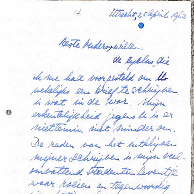 1963-04-25 Brief ADD In Utrecht student te zijn.