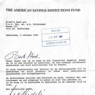 1989-10-09 Brief v. Lex Redelé