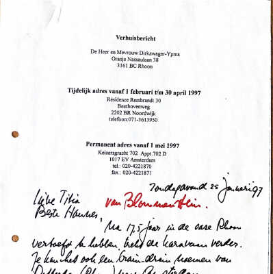 1997-01-25 Brief ADD aan Titia & Hannes van Blommestein