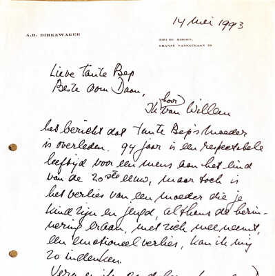 1993-05-14 ADD condleance-brief aan tante Bep