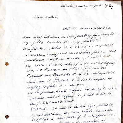 1964-07-05 Brief aan ouders vlak voor Aad’s candidaatsexamen.