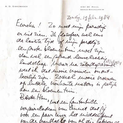 1984-02-1984 Bedankbrief voor het diner t.g.v. 38ste verjaardag van Han de Goederen