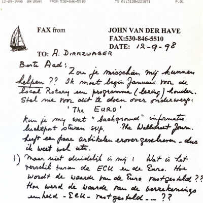 1998-12-09 Fax v. Oom JanKees over introductie v.d. Euro.