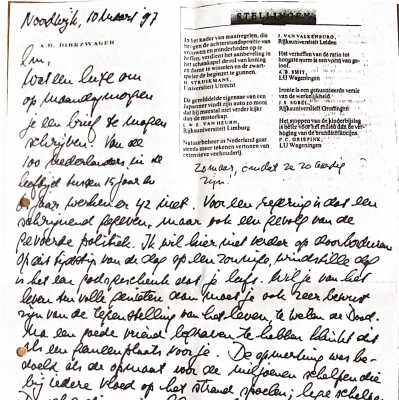 1997-03-10 Brief uit Noordwijk over beschouwing over op het strand aangespoelde schelpen.