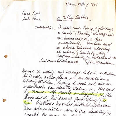 1995-08-25 Brief ADD “a Silly Letter” aan Ank & Hans G. V. Weezel.