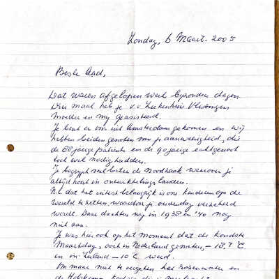 2005-03-06 Brief van vader Ab om ADD te bedanken voor verleende bijstand.