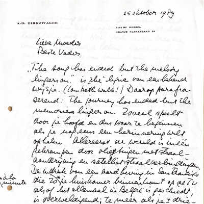 1989-10-25 Brief aan ouders in sHHK met terugblik op ons verblijf in Amerika.
