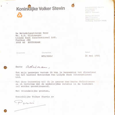 1981-05-26 Brief v. Pim Dijkman CFO Koninklijke Volker Stevin.