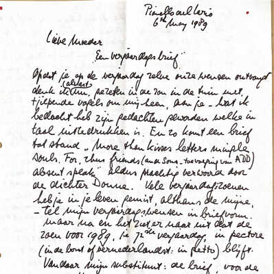 1989-05-06 Verjaardagsbrief aan Lieve Moeder en over onze 4-daagse lentebezoek aan Pianello