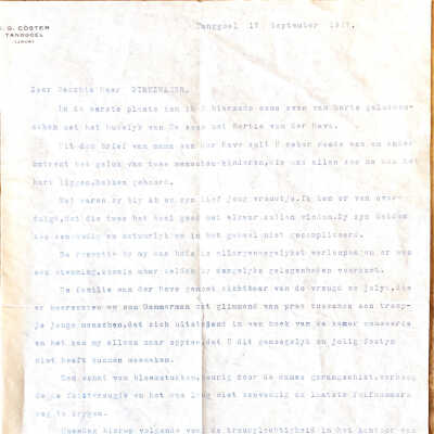 Brief van G. Cöster