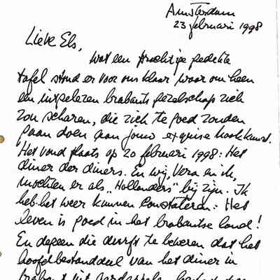 1998-02-23 Bedankbrief aan Els Verhorst in Herpt Brabant voor het overheerlijke diner.
