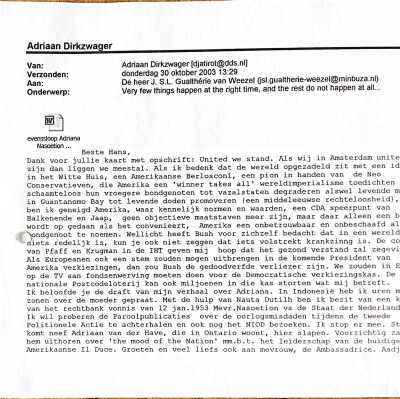 2003-10-30 Mail aan Hans Guathérie v. Weezel.