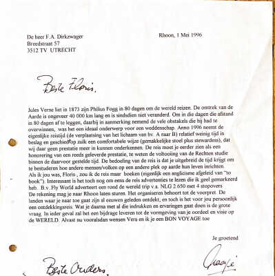 1996-05-01 Floris heeft een wereldreis verdiend.