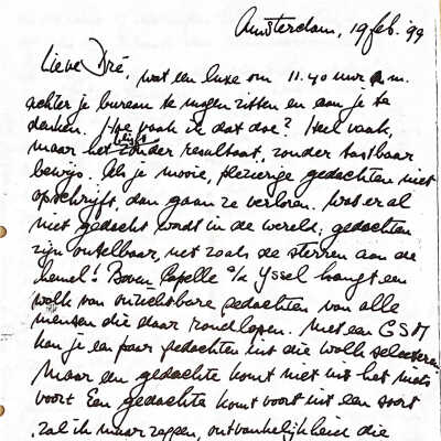 1999-02-19 Brief aan Andrea van der Kooi, voorheen secretaresse ADD.