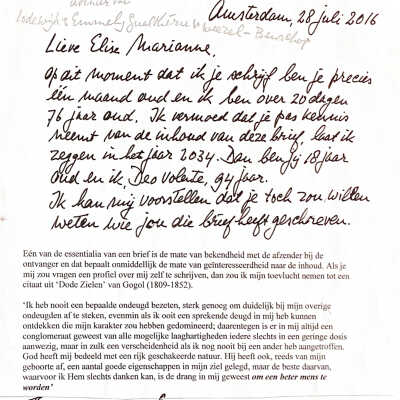 2016-07-28 welkomstbrief op planeet Aarde voor Elise Marianne Gualthérie van Weezel