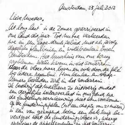 2012-07-23 Brief aan Lieve Moeder over funderingsherstel Keizersgr. 702.