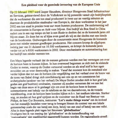 1997-03-12 Aan Jasper Heusdens over invoering v.d.Europese Unie.