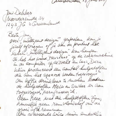 2007-06-18 Brief aan Jan Dekker over zijn prostaat malheur