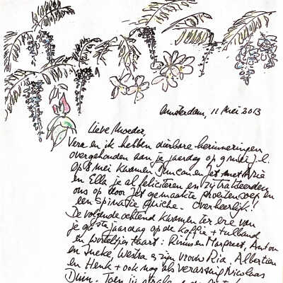 2013-05-11 Brief aan moeder met kort resumé van haar 96ste verjaardag.
