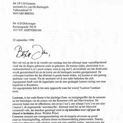 1998-09-22 Brief aan Jan Goderie