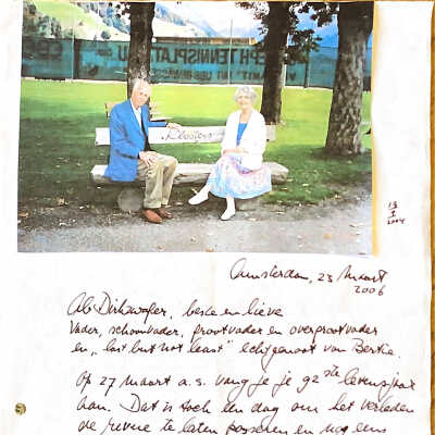 2006-03-23 Verjaardagbrief voor Vader Ab. Cadeau biografie van Peggy Guggenheim.