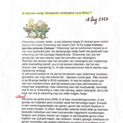 2020-06-18 Overdenking vande 80-jarige Aadje Dirkzwager.