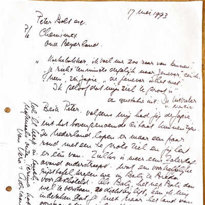 1993-05-17 Bedankbrief aan Peter Bolt
