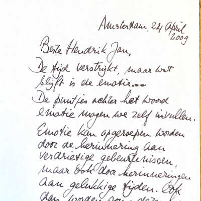 2009-04-24 Brief aan Hendrik Jan de Vries over emoties…..