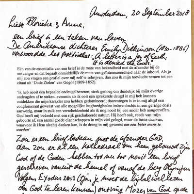 2018-09-20 Brief aan Frolieke en Anne Bakker.