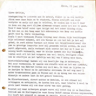 1996-6-23 Brief Vera aan Grootje Floris verhuist naar Rhoon.