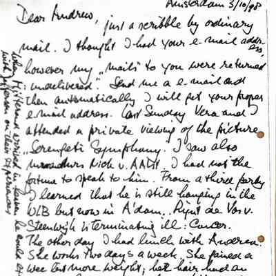 1998-10-03 Letter to Andrew Bonnar in the UK.