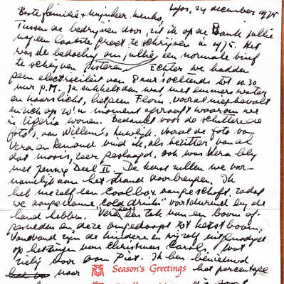 Briefkaart uit Lagos naar familie in Klosters.