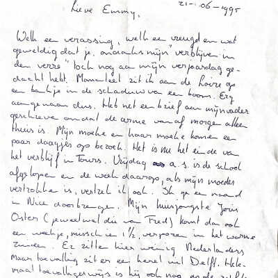 1995-06-21 Brief van Reinoud vanuit Tours aan Emmy de Vries.