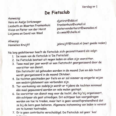 2005-06-01 Eerste tocht (maiden voyage) v.d. De Fietsclub.