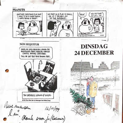 1999-12-16 Brief aan Em de Vries om te bedanken voor haar Kerstkaart.