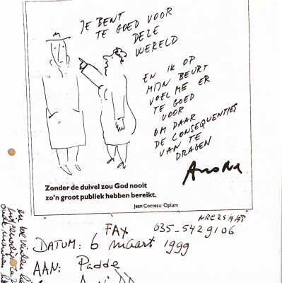 1999-03-06 Verjaardagfelicitatie per fax aan Eelco Kruijff.