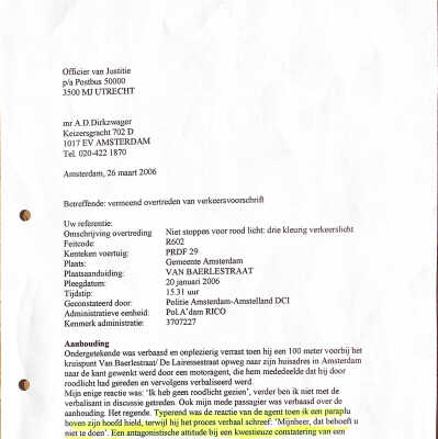 2006-03-26 Verweer van ADD tegen opgelegde verkeersboete van €300,-