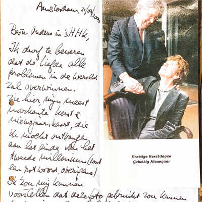 2000-03-21 "Season Greetings" 1999 van de Rotterdamse PvdA burgemeester Bram Peper en VVD Neeli Smit- Kroes.