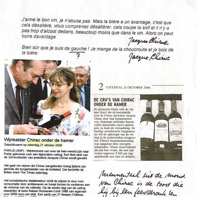 2006-10-21 Over de wijnkennis van Jacques Chirac, burgemeester van Parijs.