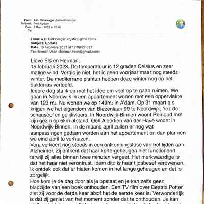 2023-02-16 Mail aan Herman en Els Veen over verhuizing naar Noordwijk en over