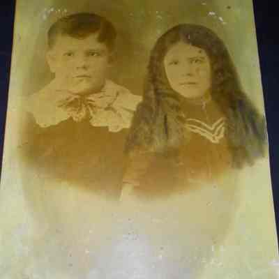 Hand Tinted Bust of Two Children
