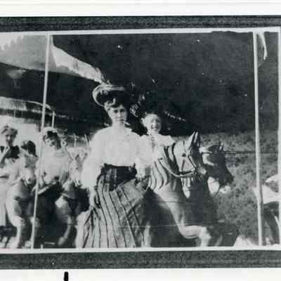 Black & White Copy of Snapshot of Bessie Rogers & Mrs. D. W. Rogers at Barry Co. Fair, 1906