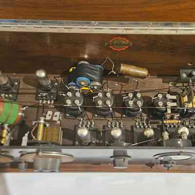 Interior of radio, batteries still intact