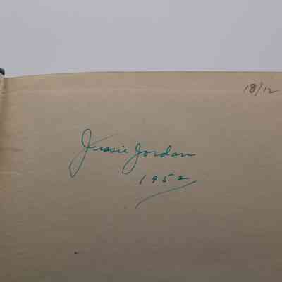 Inside Signature: Inside the book is a signature in blue pen. It reads "Jessie Jordan 1952."